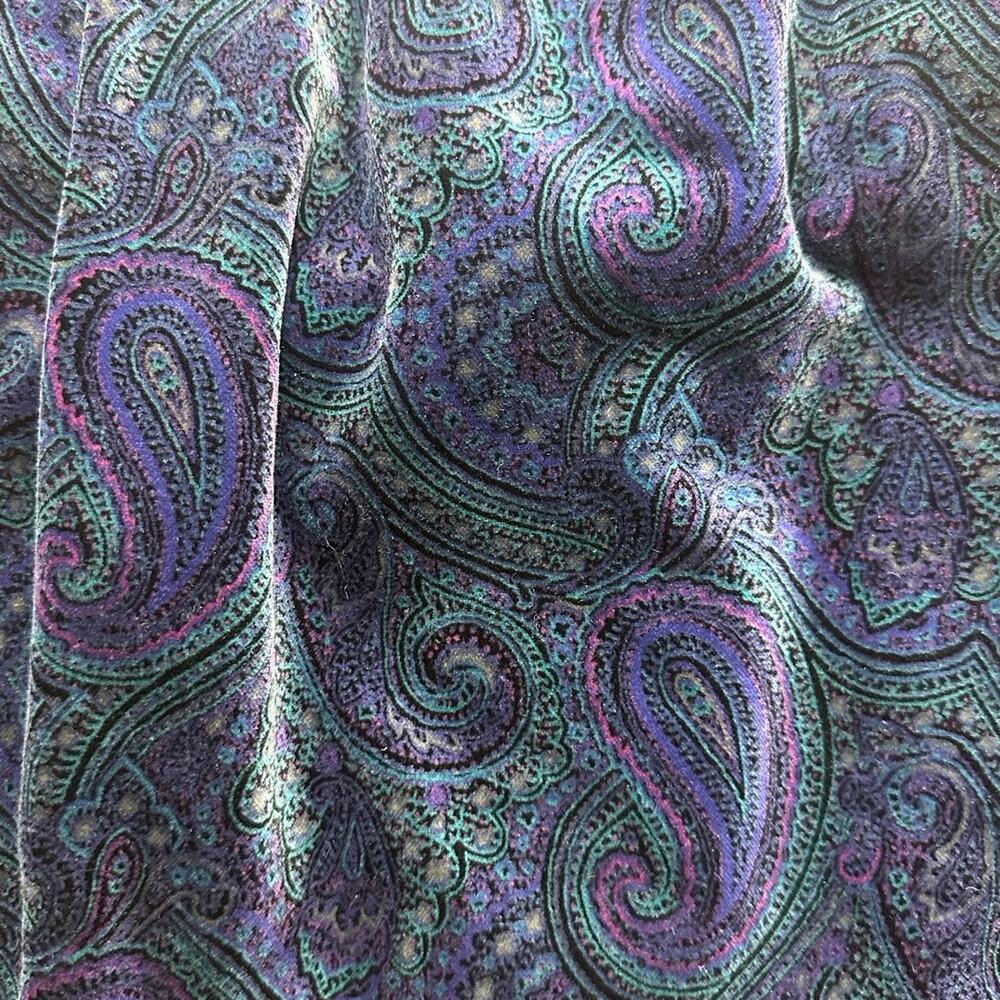 Vintage Borelli Velvet Paisley 10 Pleated Waist Straight Midi Back Split Skirt